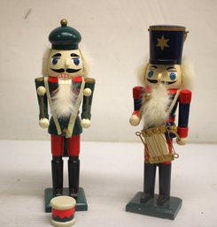 Pair Of Vintage Handcrafted Wooden Little Drummer Boy Nutcrackers.