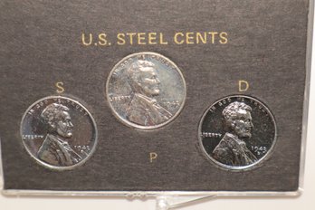 1943 Steel Lincoln Cents Wartime Emergency Issue P,S,D Set