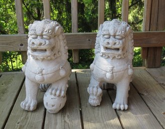 A Pair Of Concrete Foo Dog Statues