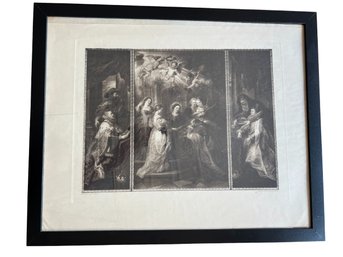 Antique Monochrome Photogravure 'Triptych, Chapel Of St. Ildofonso' By Peter Paul Rubens