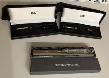 Two Mont Blank Pens And Waterford Letter Opener