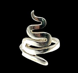 Vintage Sterling Silver Curled Up Snake Ring, Size 5.5