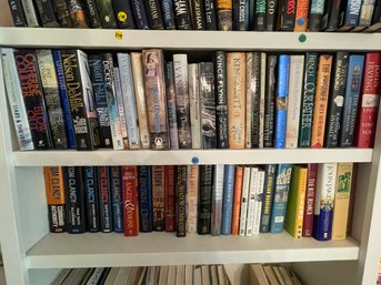 TWO SHELVES OF HARDCOVER POPULAR FICTION, MOSTLY FIRSTS