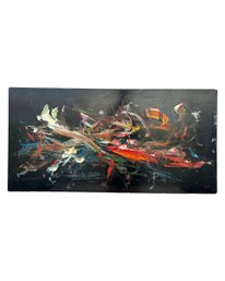 Signed Mid  Century Impasto Abstract Oil On Board - 46 Inches Long By 24 Inches Tall