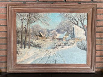 Paul Weimann Winter Scene Cottages Painting