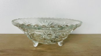 Anchor Hocking Star Of David Clear Pressed Glass Footed Bowl