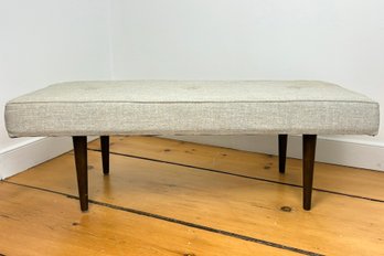 A Modern Bench In Grey Linen