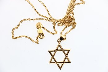 14k Yellow Gold Star Of David Pendant Necklace