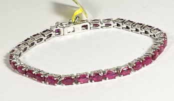 Genuine Ruby Gemstone Sterling Silver Bracelet 925 Never Worn 7' Long1