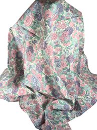 Light Pastel Floral Pattern Square Scarf Lavender And Light Blue