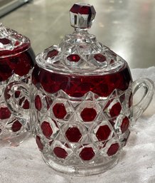 Pair Of Antique EAPG Ruby Flashed Bowls