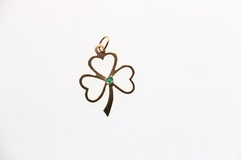 14k Yellow Gold Shamrock Charm Or Pendant