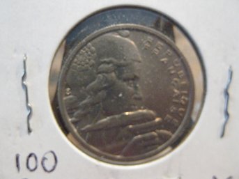 1954  FRANCE  100 FRANCS  COIN -  UNC