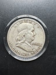 1954-D Silver Benjamin Franklin Half Dollar