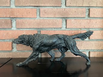 Large Free Standing Spaniel Dog Metal Sculpture, Nice Patina