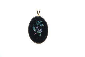 14k Yellow Gold Onyx Bird Pendant