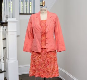 Moka 3 Piece Coral Chiffon Ruffle Silk Ensemble