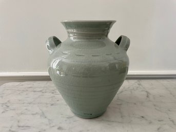 Simon Pearce Celadon Belmont Crackle Double Handled Urn Vase