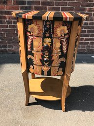 Lovely Decorative Side Table - All Hand Painted - Three Drawers - Oval Top - This Table Works Anywhere !