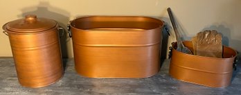 Metal Fireplace Ash Bucket, Wood And Kindling Bins