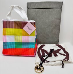 New Kate Spade Rainbow Plaid Lunch Bag, Cote & Clet Laptop Pouch & Michael Kors Dust Bag With Tag