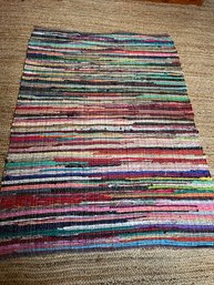 A Recycled Material Braided  Polychromatic  Rug