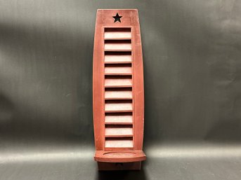 A Modern Farmhouse Wall-Mount Candle Holder, Red Wooden Shutter