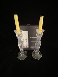 Waterford Crystal Glass Candlestick Set Of Two