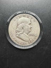 1954-S Silver Benjamin Franklin Half Dollar