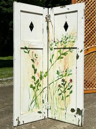 An Original Acrylic On Board -  Hand Painted Antique Wood Shutters By Barbara Harrington