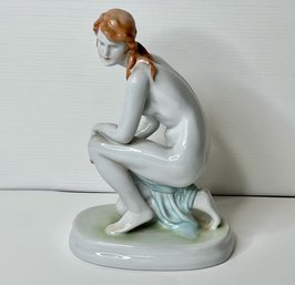 Zsolnay Pecs Porcelain Figurine - Bathing Nude