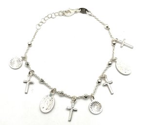 Sterling Silver Religious Charms Bracelet