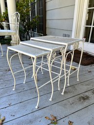 A Set Of Vintage Woodard Wrought Iron Nesting Tables