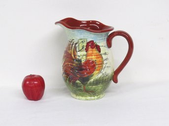 A Susan Wingets Certified International Country Rooster Ceramic Water Or Drink Pitcher