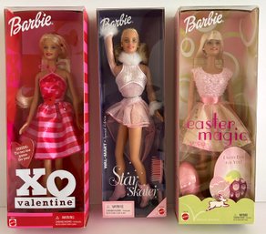 Lot Of 3 NIB 2002 Barbie Dolls: XO Valentine, Star Skate, Easter Magic- No Issues!