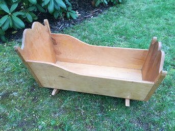 Vintage Hand Made Baby's Rocking Cradle / Bed