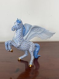 Large Herend Pegasus Horse Blue Fishnet Figurine 1ST ED - Damaged