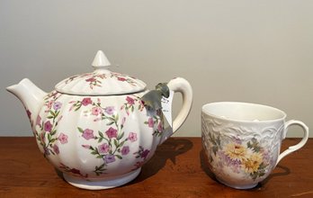 W.S. George Bolero Teapot And Carl Tielsch Mustache Cup