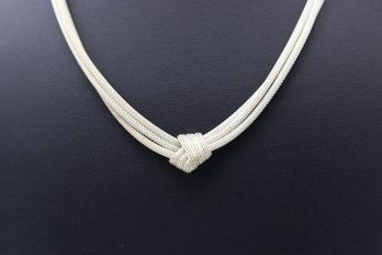 Elegant Sterling Silver Mesh Knot Necklace