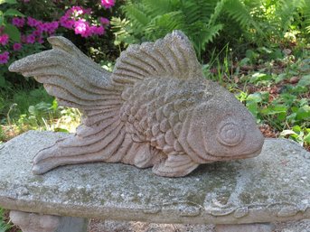 A Cast Concrete Koi Fish Garden Statue