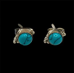 Vintage Sterling Silver Turquoise Stud Earrings