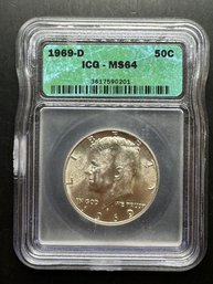 1969-D Kennedy Silver Half Dollar ICG MS64