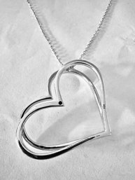 DESIGNER VERA WANG LOVE STERLING SILVER DOUBLE HEART NECKLACE