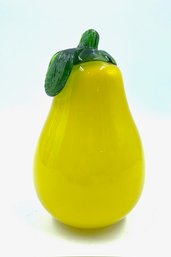 Hand-blown Yellow Art Glass Pear