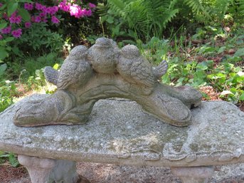 A Cast Concrete Trio Of Song Birds On A Branch Garden Statue