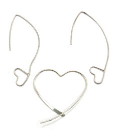 Sterling Silver Heart Earrings And Large Open Heart Pendant