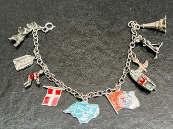 Sterling Silver Bracelet And Charms Including 1965 NY World's Fair