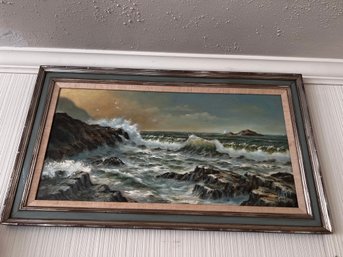 Breaking Waves Framed Oil Painting