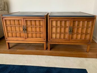 Pair Of Heritage Slate Top End Tables