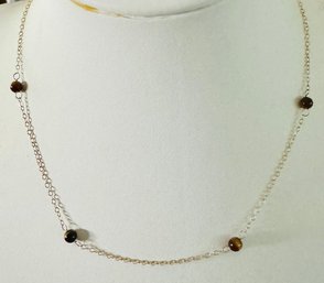 PRETTY 14K GOLD TIGER EYE CHOCKER NECKLACE